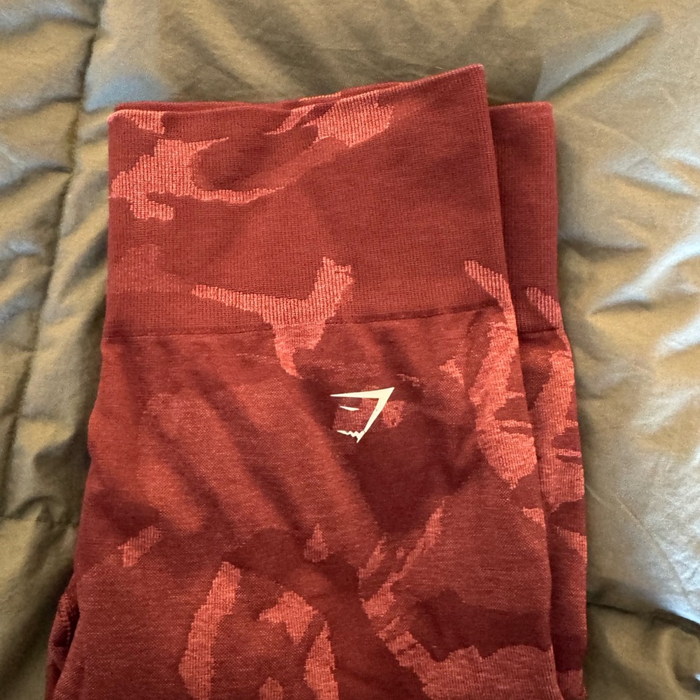 Gymshark Red Camouflage Leggings with butt scrunch